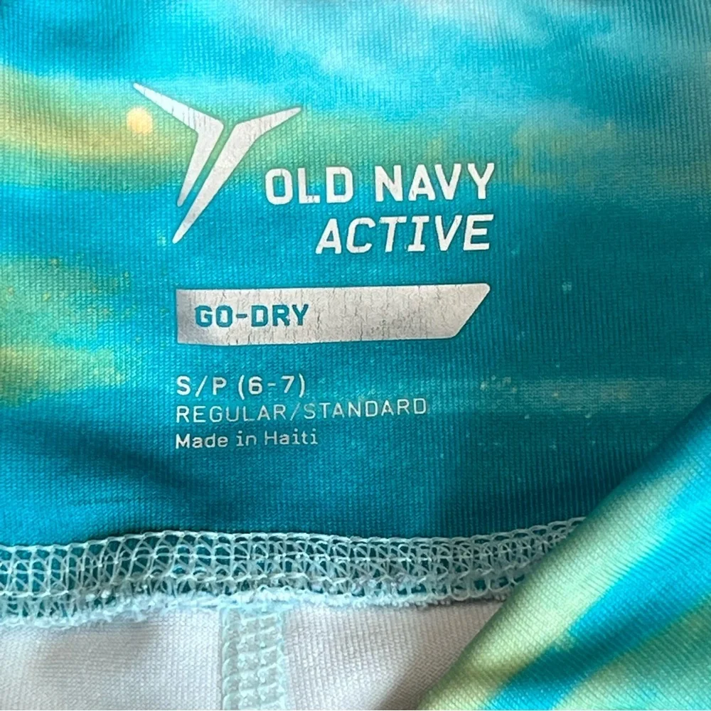 Old Navy Girls Active Go-Dry Teal Abstract Cloud Print Capri Leggings Size S 6-7
